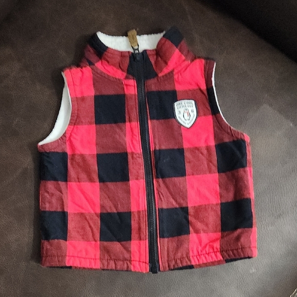 Carter’s Red Buffalo Plaid Sherpa Vest – Size 3M - Picture 1 of 5